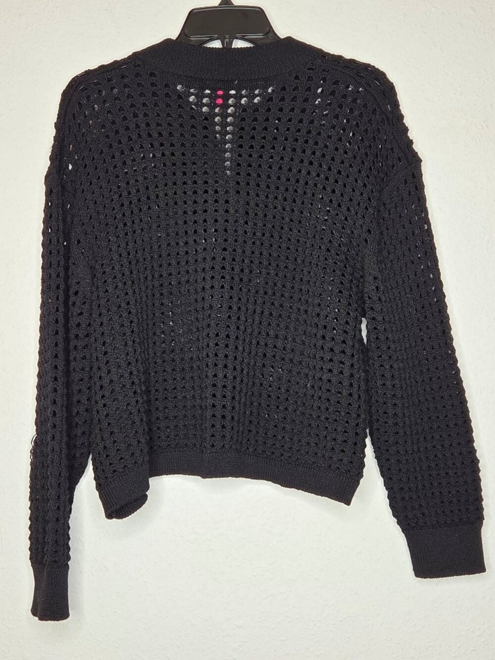 Vince Camuto Textured Mesh Button Bomber Jacket Sweater - Picture 2 of 6
